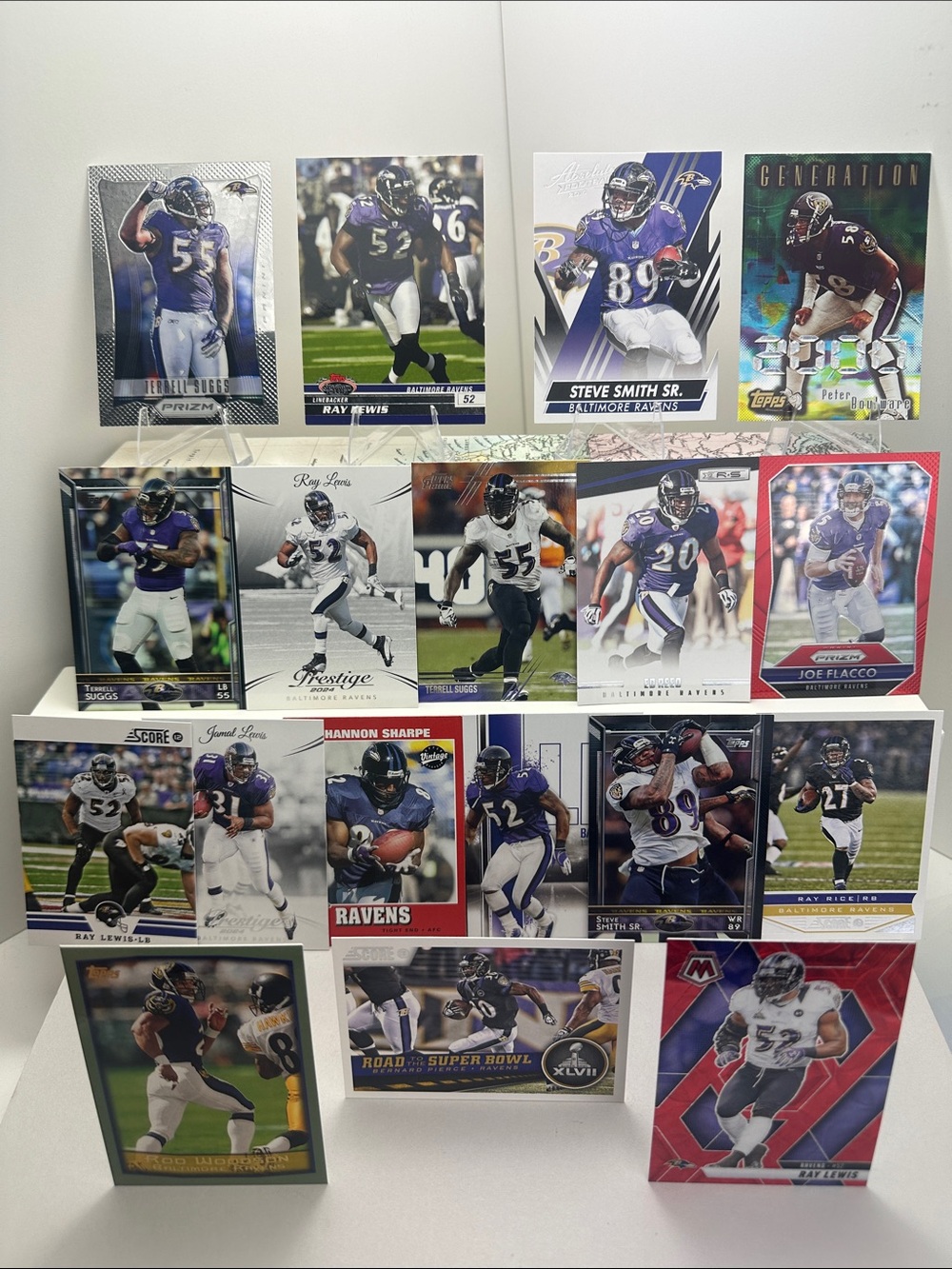 Ray Lewis Ravens lot of 18 w/ Suggs, Flacco, Reed, Sharpe, Woodson